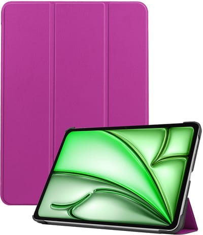 Hoesje Geschikt voor Apple iPad Air M3/M4 (2025/2026) - 11 inch - Dun & Stevig - Trifold Bookcase - Hard Cover - Hardcover Book Case - Tablet Hoes - Paars