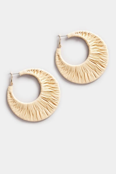 Yours Oorringen Van Raffia In Naturel/Goudsize One Size
