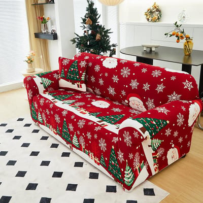 1 ST (elke maat bevat één kussensloop) Sofaovertrek met kerstcadeaupatroon, hoge elasticiteit, gebruik voor alle seizoenen 1 seater sofa cover