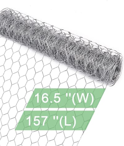 Gazon Gevogelte Kippengaas - 16.5"×157" Omheining voor Dieren Kippennet Kippengaas voor Knutselen 1" Maas Kippengaas Huisdier/Konijn/Kip Omheining
