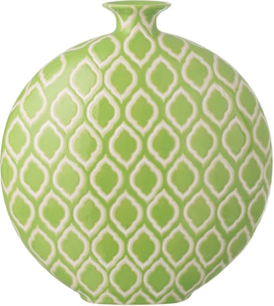 J-Line vaas Geruit - porselein - groen/wit - large