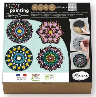 Aladine creatieve dot painting set - houten vormen & sjablonen.