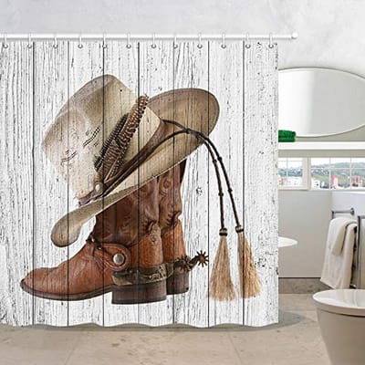Cowboylaarzen Douchegordijn 3D Digitale Afdrukken Landboerderij