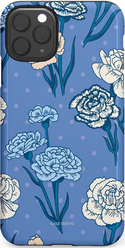 Casetastic hoesje geschikt voor Apple iPhone 11 Pro Max - Dubbellaagse bescherming - Anjer melange - Fashion Case - Lavendel Petrol Zilver