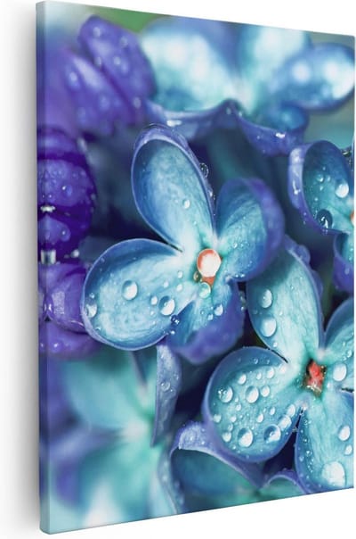 Artaza Canvas Schilderij Lila Bloesem - 40x50 cm - Muurdecoratie Bloemen - Wanddecoratie Macrofoto - Kamer Accessoires - Blauw