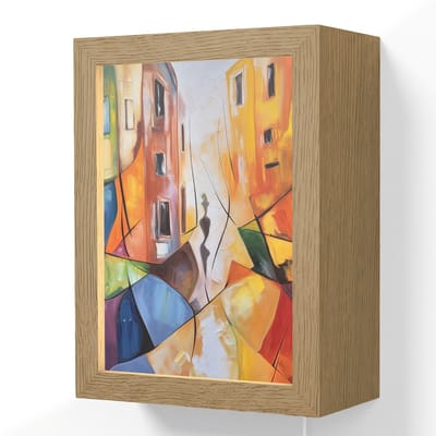 Wandlamp 15x20 cm - Oplaadbaar - Abstract - Kunst - Schilderij - Kleuren - Wandlampen binnen woonkamer - Slaapkamer lamp met kabel - Decoratieve nachtlamp - Vloerlamp snoer