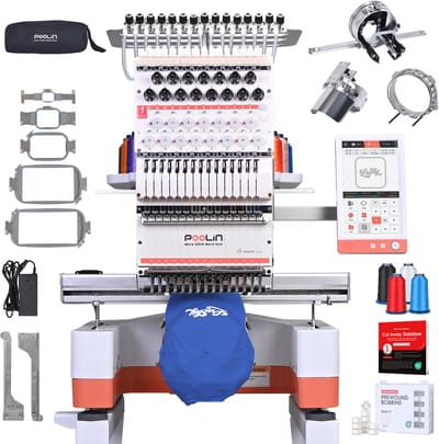 PooLin EOM professionele multinaald borduurmachine voor bedrijven - Embroidery machine - Professioneel borduren - Personaliseer petten, hoeden, overhemden, truien en nog veel meer.