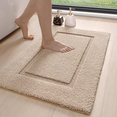 Zachte en Absorberende Badmat 40x60cm, Machinewasbaar, Antislip, Ideaal voor Douche en Badkuip, Beige