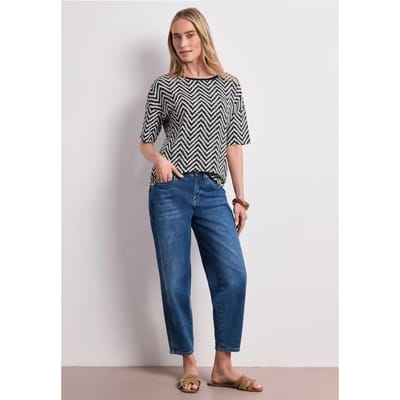 Shirt met ronde hals en all-over print
