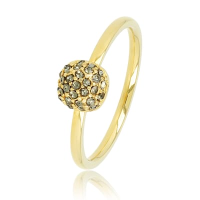 My Bendel - Ring Goudkleurig met Groene Zirkonia Steentjes - Goudkleurige Ring met Groene Zirkonia - Minimalistisch Stainless Steel - met Luxe Cadeauverpakking | Sieraden Voor Dames | Maat 16.00 Mm / Maat 50