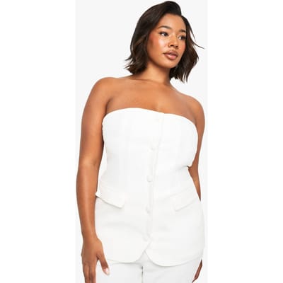 boohoo Dames Plus Occasion op maat gemaakte bandeau longline vest | White | Maat: 16
