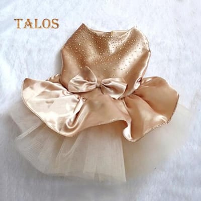 Robe Tutu en gaze pour chien et chiot, jupe Tutu à paillettes pour chat, vêtements de princesse confortables XS or
