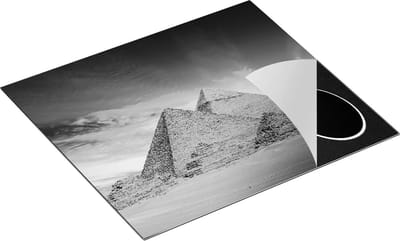 Chefcare Inductie Beschermer Egyptische Piramides bij Zonsondergang - Zwart Wit - 60x50 cm - Afdekplaat Inductie - Kookplaat Beschermer - Inductie Mat