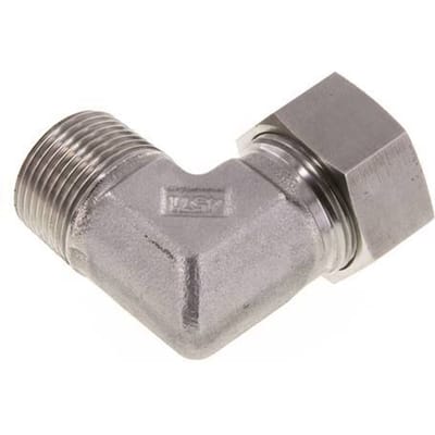 G 1'' Buitendraad x 28L RVS L-Fitting 90graden 160 Bar DIN 2353 - FL2E-MC-ST-100G-28-L