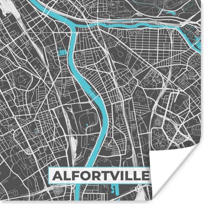 Poster Alfortville - Frankrijk - Kaart - Plattegrond - Stadskaart - 100x100 cm XXL