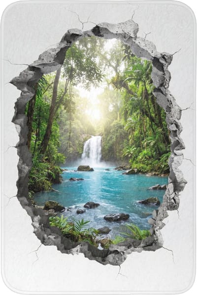 Badmat 60x90 cm - Antislip - Waterval - Doorkijkje - Natuur - Badmatten voor badkamer - Badkamermat - Douchemat - Badkamer mat