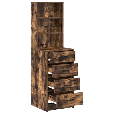 vidaXL - Highboard - Gerookt - eiken - 40 - x - 41 - x - 135 - cm - Bewerkt - hout