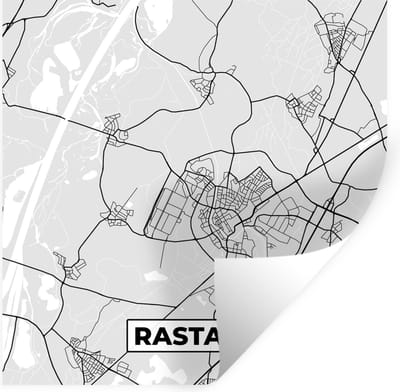 Muurstickers - Sticker Folie - Stadskaart - Rastatt- Kaart - Duitsland - Plattegrond - 100x100 cm - Plakfolie - Muurstickers Kinderkamer - Zelfklevend Behang XXL - Zelfklevend behangpapier - Stickerfolie