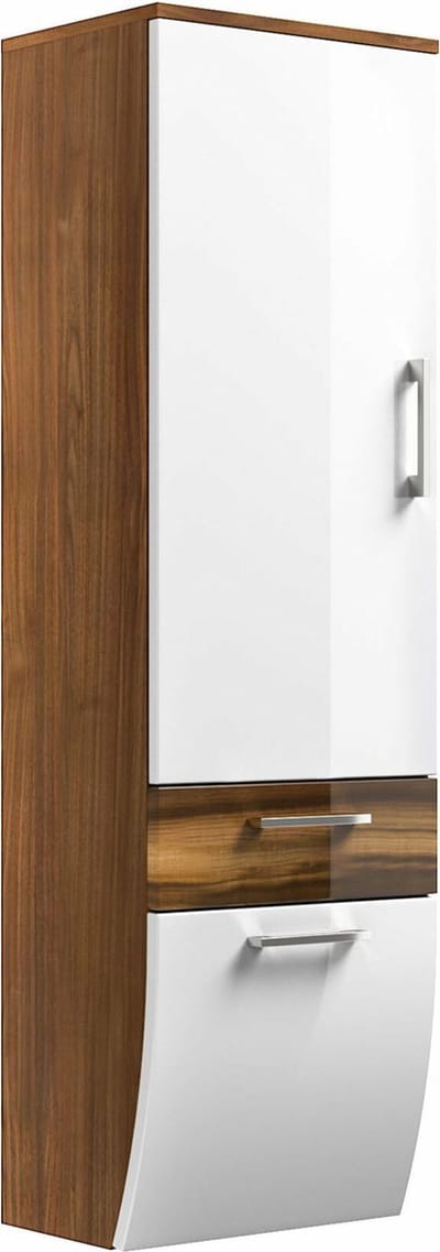 Badkamer kolomkast Ilse Walnoot - Wit - Breedte 40 cm - Hoogte 134.5 cm - Diepte 30 cm