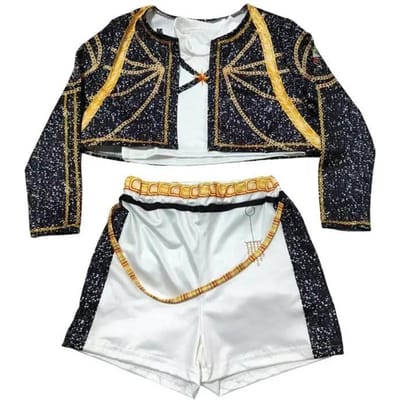 Nouveau Film K-Pop Rumi Costume Cosplay Pour Fille Halloween Noël Gilet Manteau Noir Blanc et Short Ensemble Trois Pièces Robe D7BBXB 130CM black