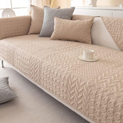 Effen Kleur Lichte Luxe Moderne Eenvoudige Bankkussen Vier Seizoenen Universeel Leer Antislip Bankhoes All-Inclusive Kussenhoes Handdoek 70*70cm