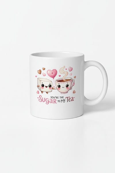 Valentijn Mok 'You're the Sugar to My Tea' - Romantische Theemok Koffiemok | Liefdescadeau met Leuke Print