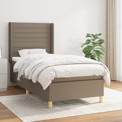 vidaXL - Boxspring - met - matras - stof - taupe - 90x190 - cm