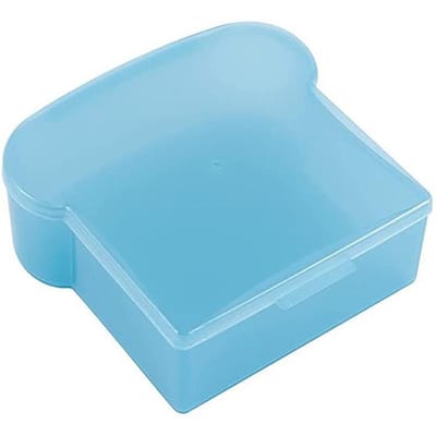 Transparante Broodtrommel in Tostvorm Magnetronbestendige Voedselcontainer Sandwich Tostdoos Kinderen Werknemer School Ontbijt Lunch Bento blue
