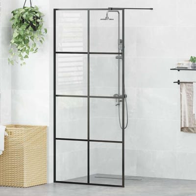 vidaXL - Inloopdouchewand - 90x195 - cm - ESG-glas - transparant - en - zwart
