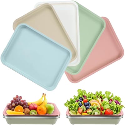 QTTVBTNA - 5 Stuks Dienblad - Kunststof - Serveertabletten – Herbruikbare Rechthoekige Tabletten voor Keuken, Café, Bakkerij en Restaurant – 24,5x17,5 cm