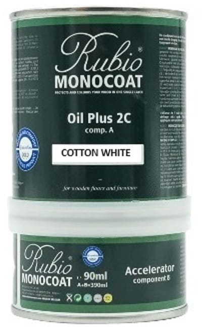 Rubio Monocoat Oil Plus 2C - Ecologische Houtolie in 1 Laag voor Binnenshuis - Cotton White, 390 ml (15 m²)