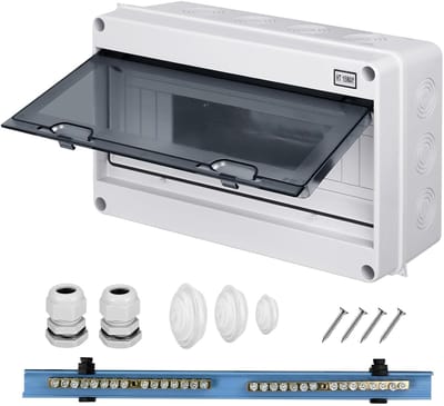 Waterdichte Zekeringkast met Koperen Staven - IP65 Verdelerkast voor Thuis en Kantoor - 1-rij voor 15 Modules