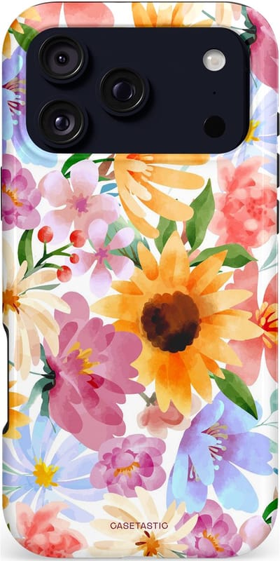 Casetastic hoesje geschikt voor Apple iPhone 17 Pro Max - MagSafe - Dubbellaagse bescherming - Aquarel fantasie - Fashion Case - Crème Wit Perzik Goud