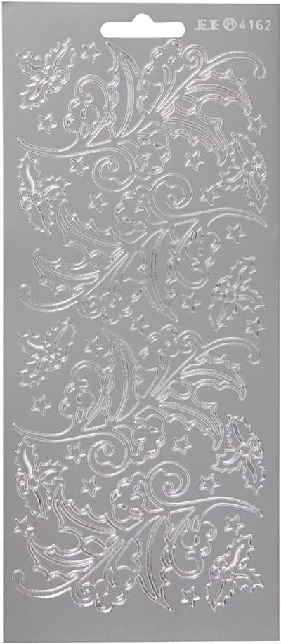 Stickers, hulst, vel 10x23 cm, zilver, 1 vel