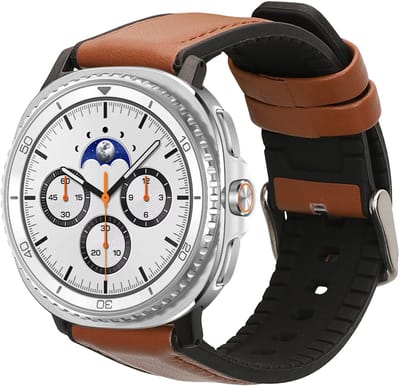 kwmobile horlogeband geschikt voor Samsung Galaxy Watch 8 Galaxy / Galaxy Watch 8 Classic 46mm -Armband voor fitnesstracker van leer in bruin / zwart