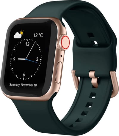 Siliconen bandje - geschikt voor Apple Watch series 1/2/3/4/5/6/7/8/9/10/11/ SE (1,2,3) / Ultra (1,2,3) met maat 44 mm / 45 mm / 46 mm / 49 mm - Donkergroen