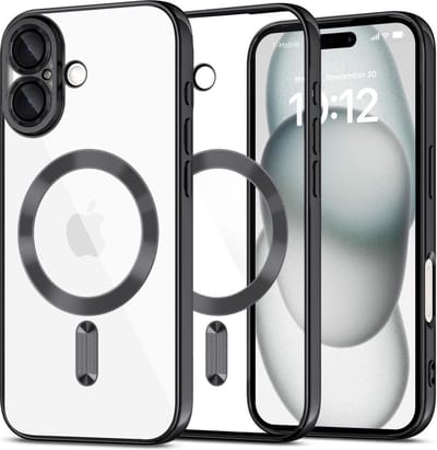 Hoesje geschikt voor Apple iPhone 16 Plus - Techsuit Luxury Crystal Back Cover - Geschikt voor MagSafe - Transparant/Zwart