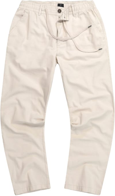 JP 1880 - Heren - Broek linnenlook casual pasvorm elastische band - Vanille - Maat 6XL