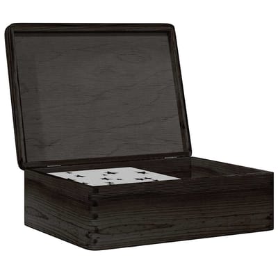 vidaXL - Houten - kist - met - deksel - 40x30x13 - cm - massief - grenenhout - zwart