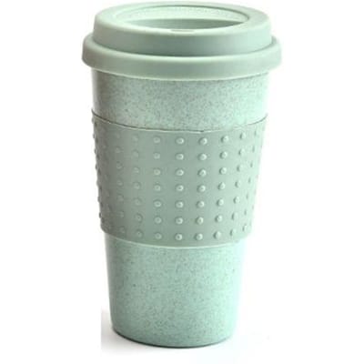 Europese Stijl Tarwestrovezel Waterbeker Auto Gemonteerde Siliconen Koffiebeker Plastic Gepersonaliseerde Mok met Deksel 350ml