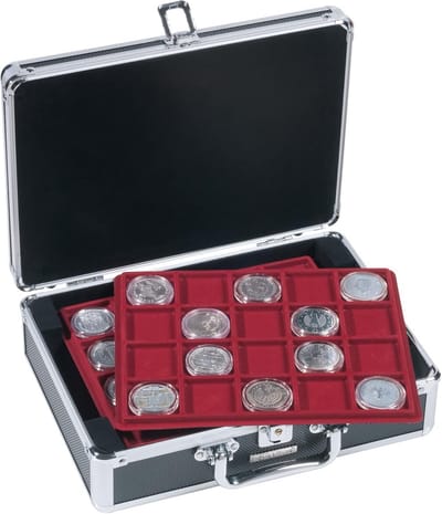 Muntendoos voor 120 munten in capsules (10 & 20 euro) - Zwart/Zilver