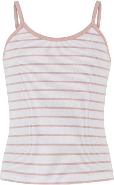 Urban Classics - Striped Rib Basic Tanktop Kinderen - Kids 110/116 - Wit/Roze