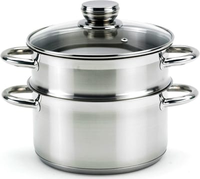 Relance Dann-Cuisine Rijst-/Groentestomer 3-Delig - Ø 22 cm - Roestvrijstaal Met Glasdeksel