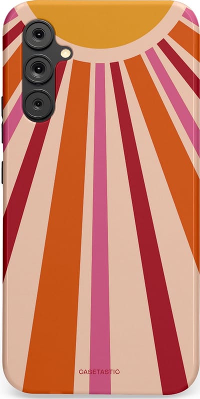 Casetastic Hoesje Geschikt voor Samsung A34 (5G) - Stijlvolle Beschermende Duo-layer Case - Retro straal