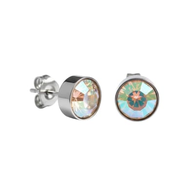 Rvs sieraden - Oorbellen - Glanzend kristal AB transparant - 7mm