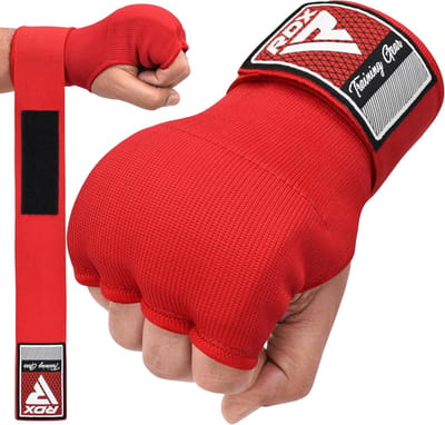 Muay Thai Bokshandschoenen Binnenhandschoenen Handbescherming Polsbeschermers Rood/Zwart