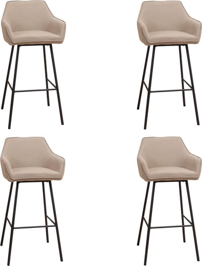 Bronx71® Scandinavische barkruk Andor gerecyclede stof taupe 65-78 cm - Barkrukken set van 4 - barstoel
