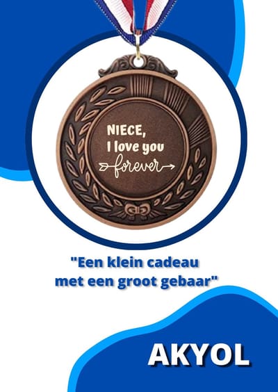 Akyol - nicht ik hou van je voor altijd medaille bronskleuring - Nicht - famiie - cadeau