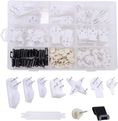 169 Stuks Frame Haak, Witte Niet-Sporen Hardwall Hanger Haak Kit, Foto Ophanghaak, Plastic Onzichtbare Gipsplaat Nagel Set voor Hang Fotolijsten, Klokken, Trouwfoto's, Spiegels op