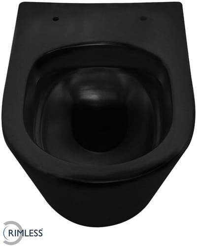 Vesta Wandcloset Rimless Mat Zwart 520 mm – Hangend Toilet Zonder Spoelrand